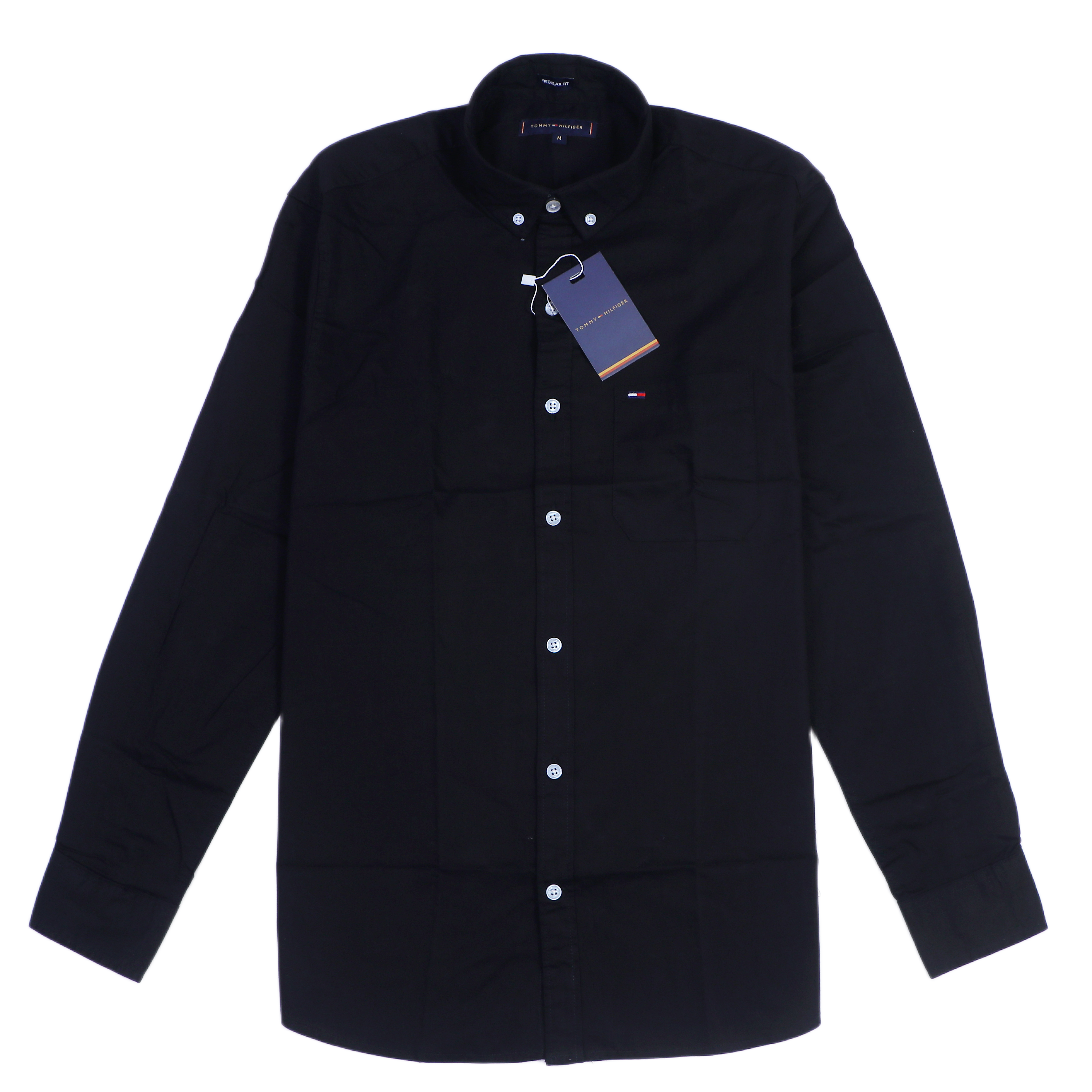 TOMMY HILFIGER Ethereal Charcoal Tailored Fit Long Sleeve Cotton Shirt