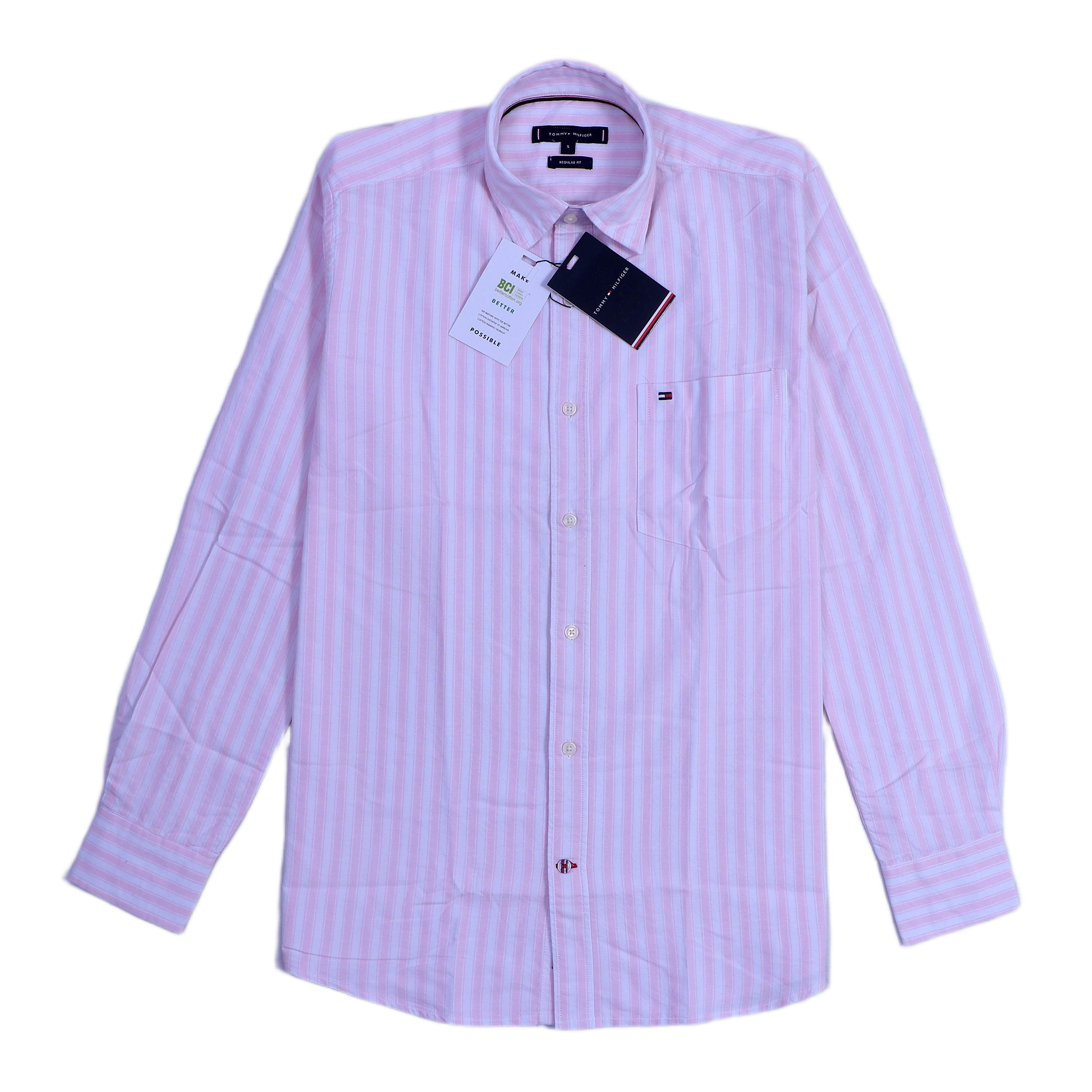 TOMMY HILFIGER Blush Petal Tailored Fit Long Sleeve Striped Shirt
