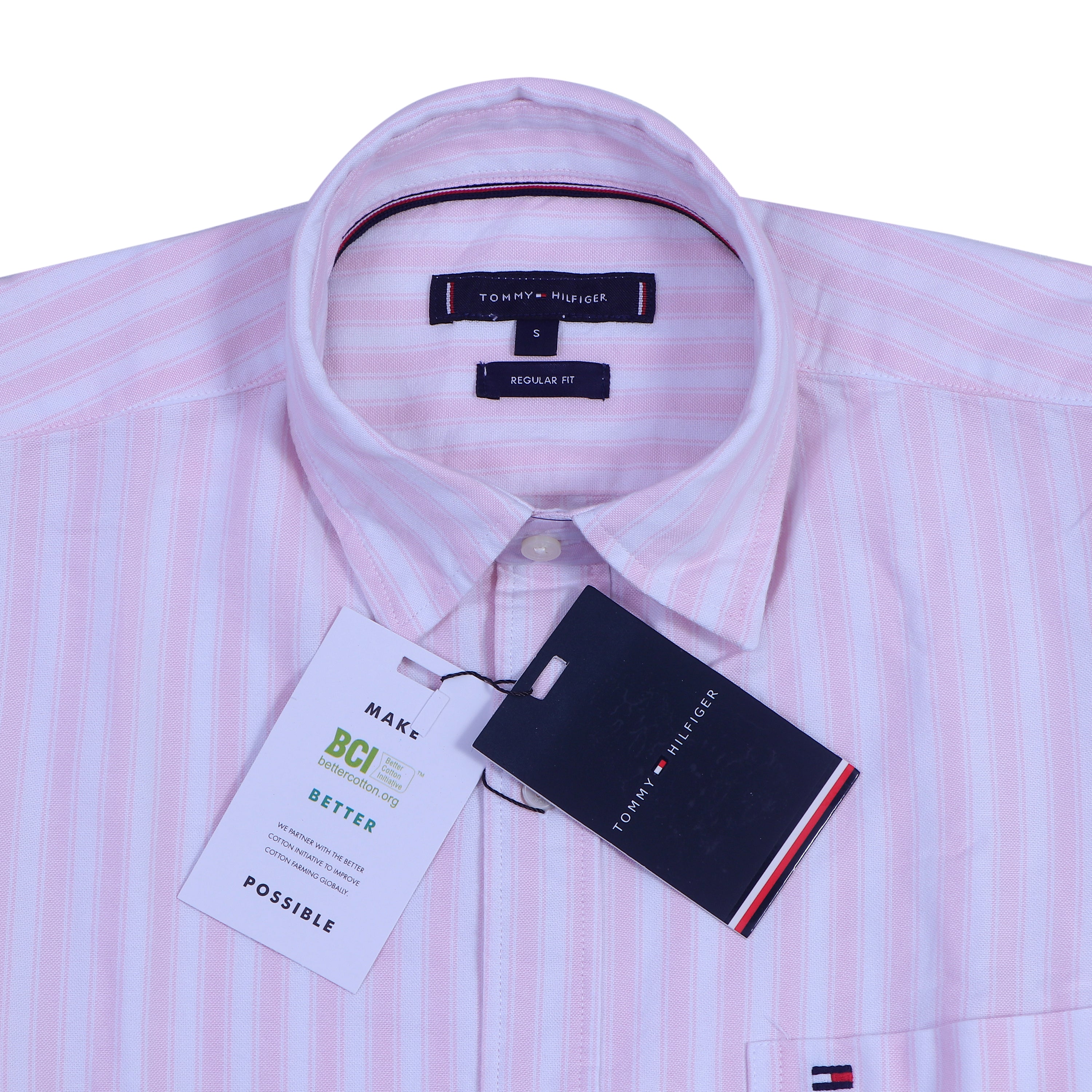TOMMY HILFIGER Blush Petal Tailored Fit Long Sleeve Striped Shirt
