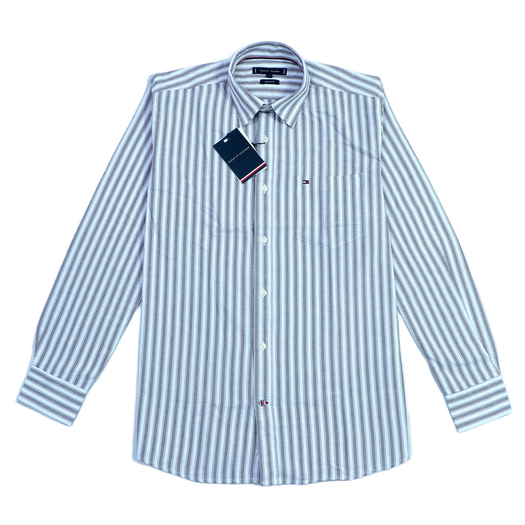 TOMMY HILFIGER Enchanted Aqua Tailored Fit Long Sleeve Striped Shirt