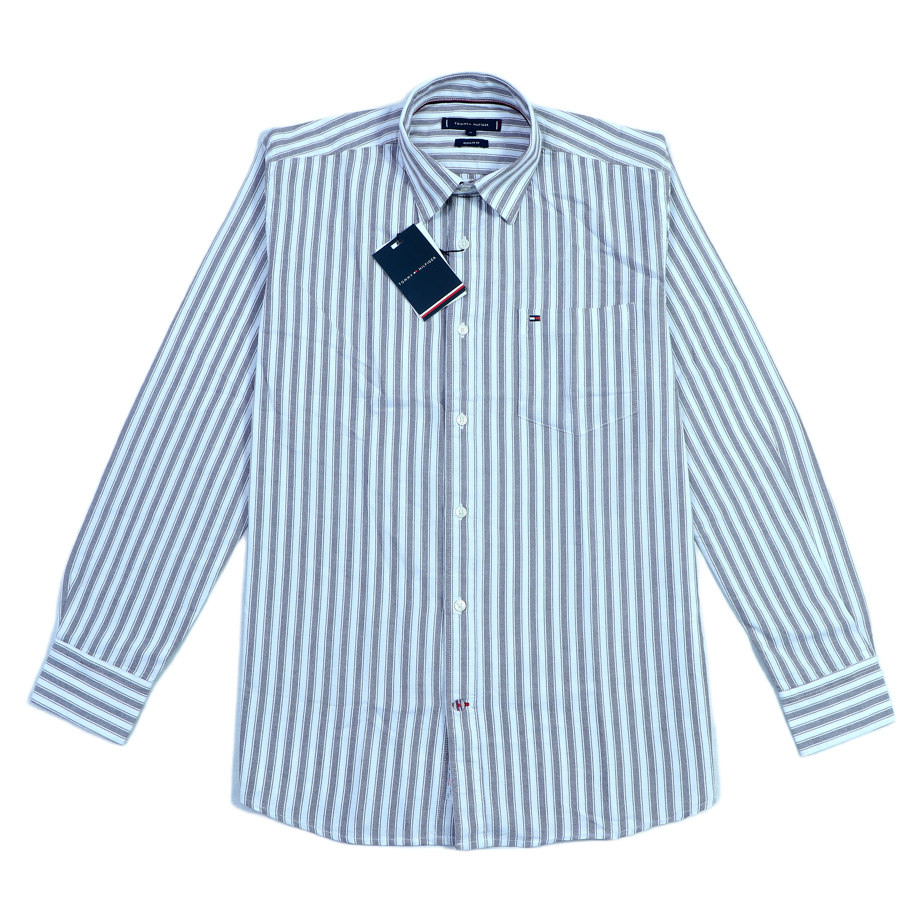 TOMMY HILFIGER Enchanted Aqua Tailored Fit Long Sleeve Striped Shirt