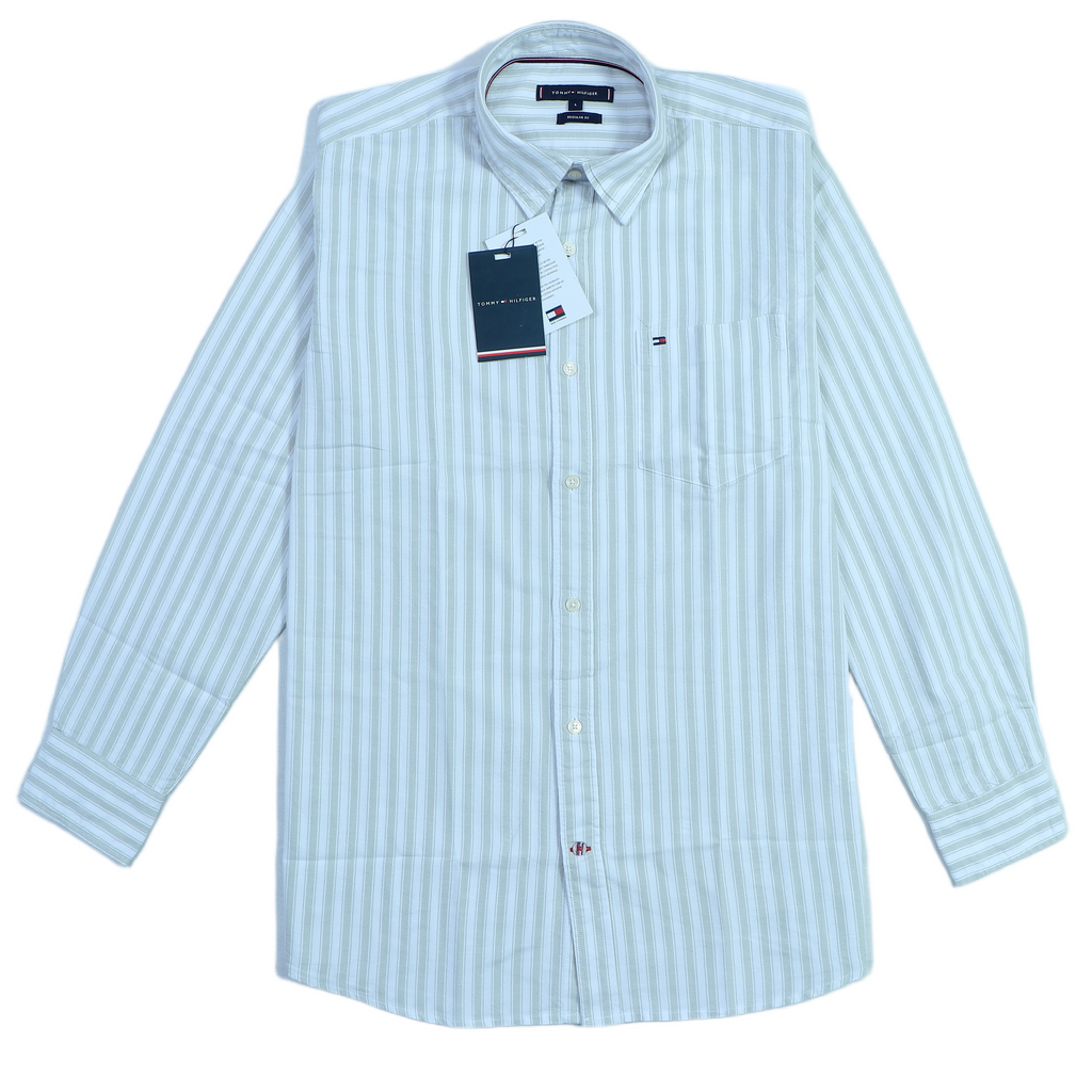 TOMMY HILFIGER Tranquil Aqua Tailored Fit Long Sleeve Button-Down Shirt