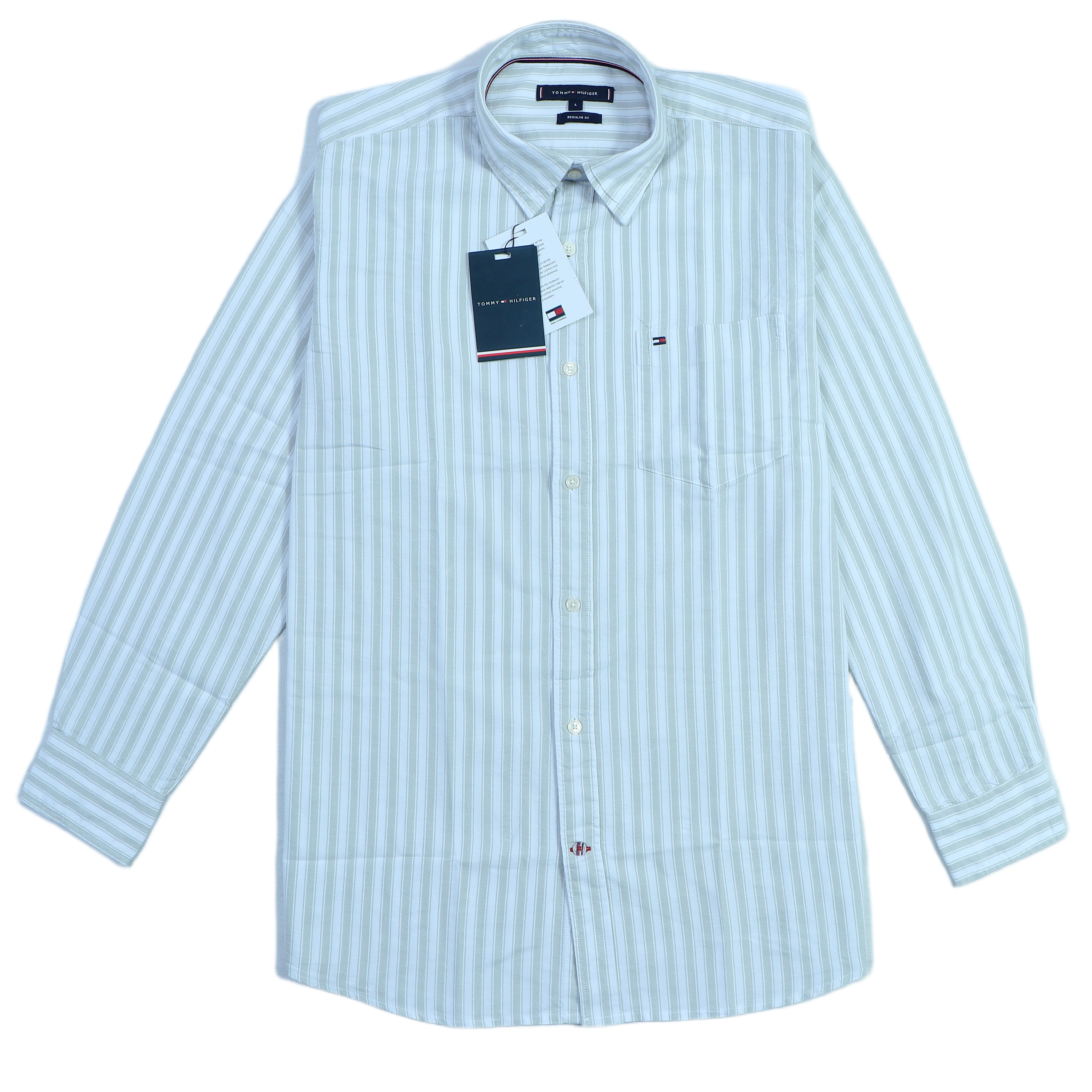 TOMMY HILFIGER Tranquil Aqua Tailored Fit Long Sleeve Button-Down Shirt