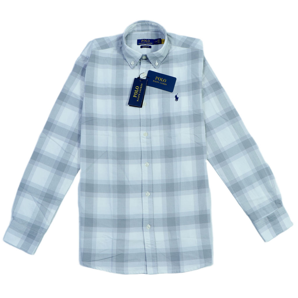 POLO RALPH LAUREN Ethereal Ash Tailored Fit Long Sleeve Plaid Shirt
