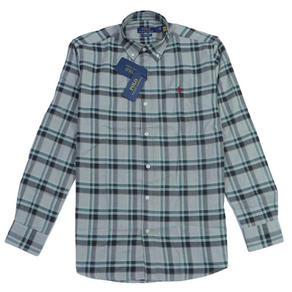 POLO RALPH LAUREN Mystic Emerald Classic Fit Long Sleeve Plaid Shirt