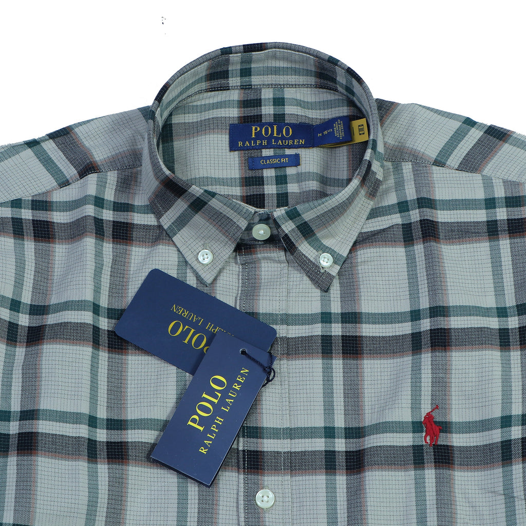 POLO RALPH LAUREN Mystic Emerald Classic Fit Long Sleeve Plaid Shirt