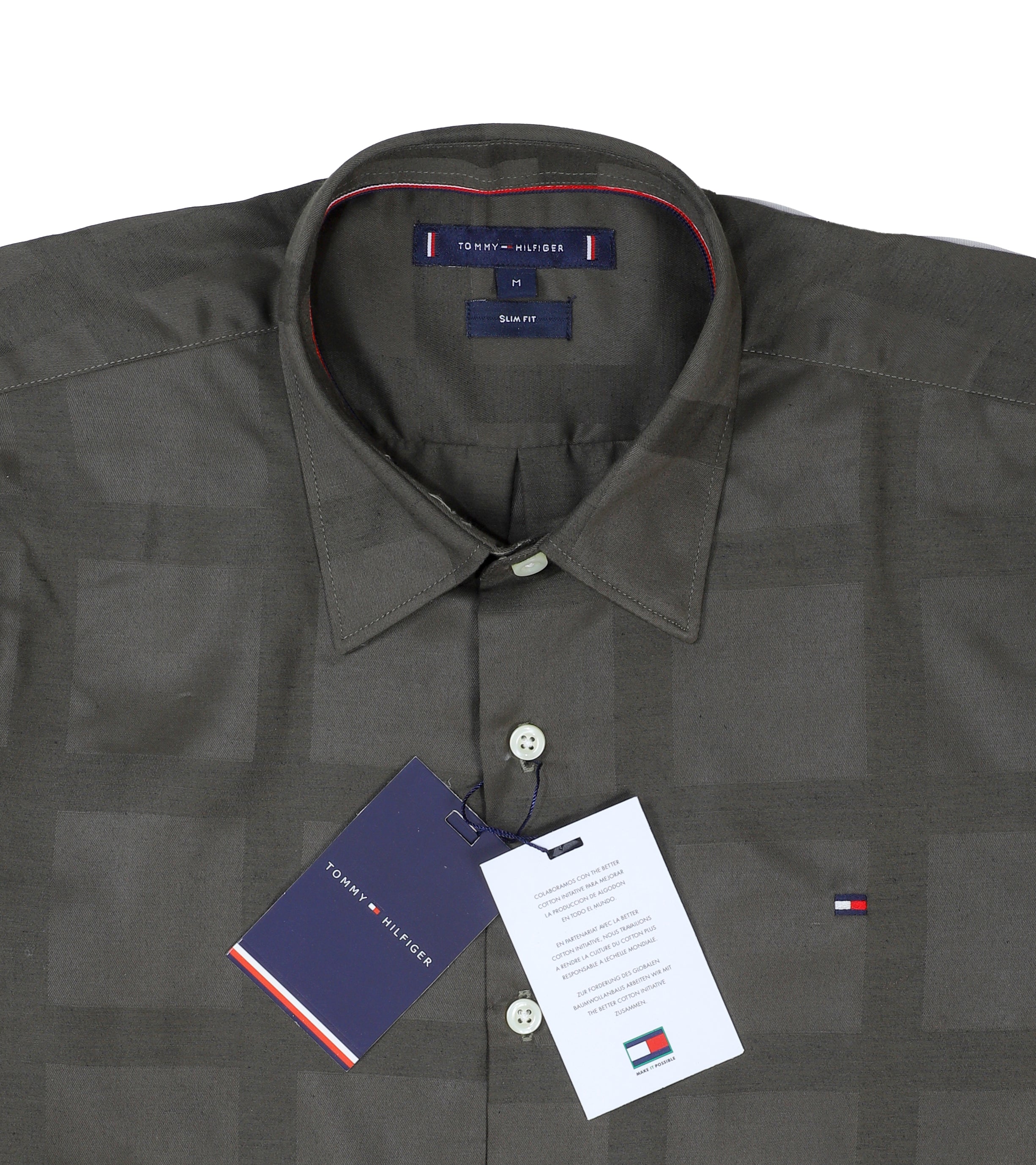 TOMMY HILFIGER Mystic Olive Tailored Fit Long Sleeve Twill Shirt