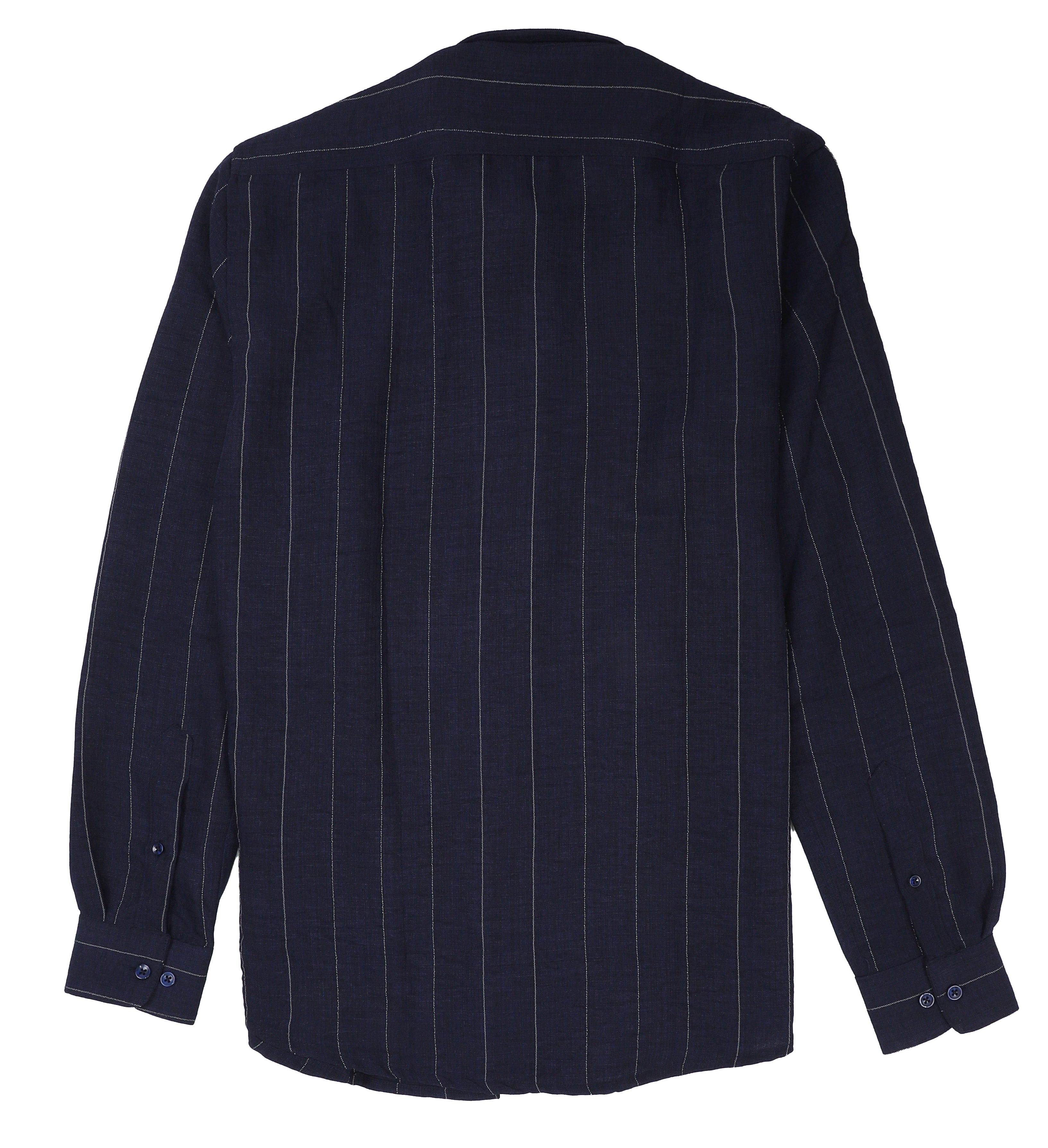 ZARA Midnight Teal Tailored Fit Long Sleeve Striped Shirt