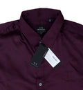 ARMANI EXCHANGE Enchanted Plum Tailored Fit Long Sleeve Satin Shirt