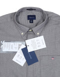 GANT Misty Charcoal Tailored Fit Long Sleeve Button-Up Shirt