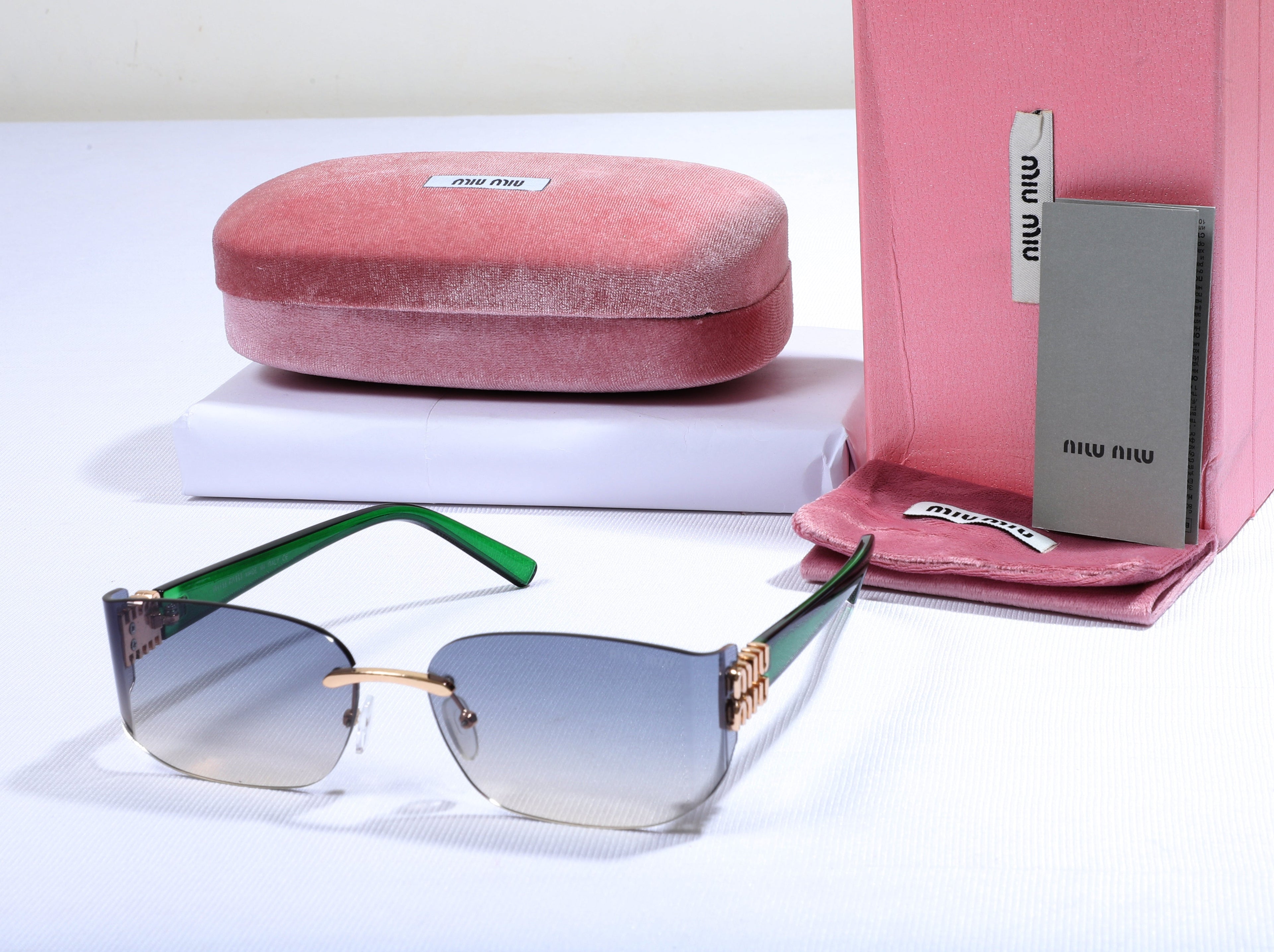 MIU MIU Luminous Jade Statement Fit Ombre Sunglasses with Serene Arms
