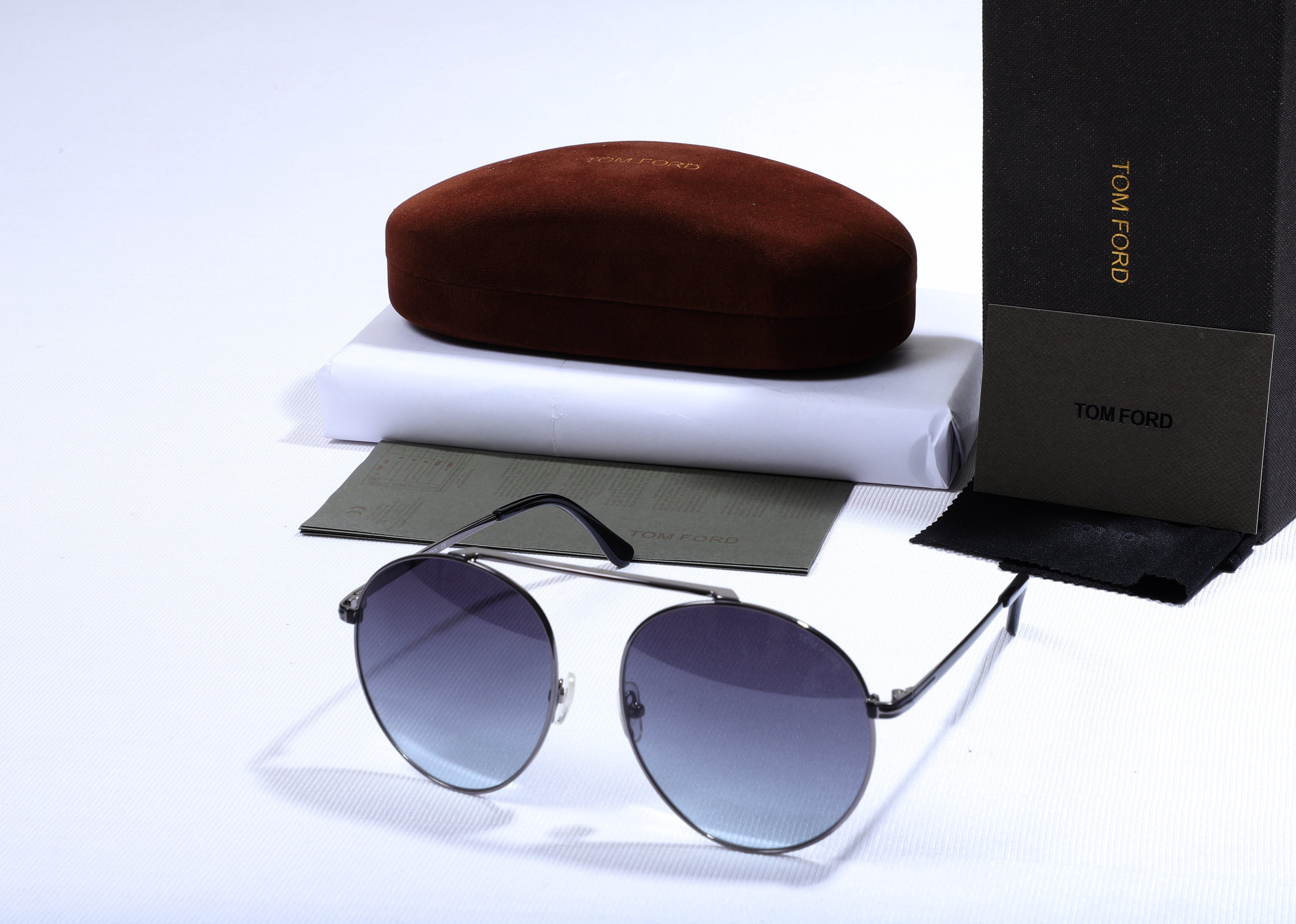 TOM FORD Ethereal Ember Gradient Luxe Aviator Sunglasses with Case