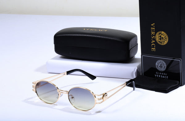 VERSACE Ethereal Champagne Luxe Gradient Oval Frame Sunglasses