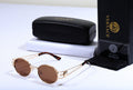 VERSACE Amber Glow Luxe Oval Sunglasses with Toffee Accents