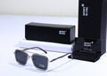 MONT BLANC Celestial Slate Luxe Leather Sunglasses