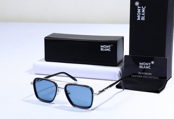 MONT BLANC Celestial Silver Luxe Fit Sunglasses with Azure Lenses