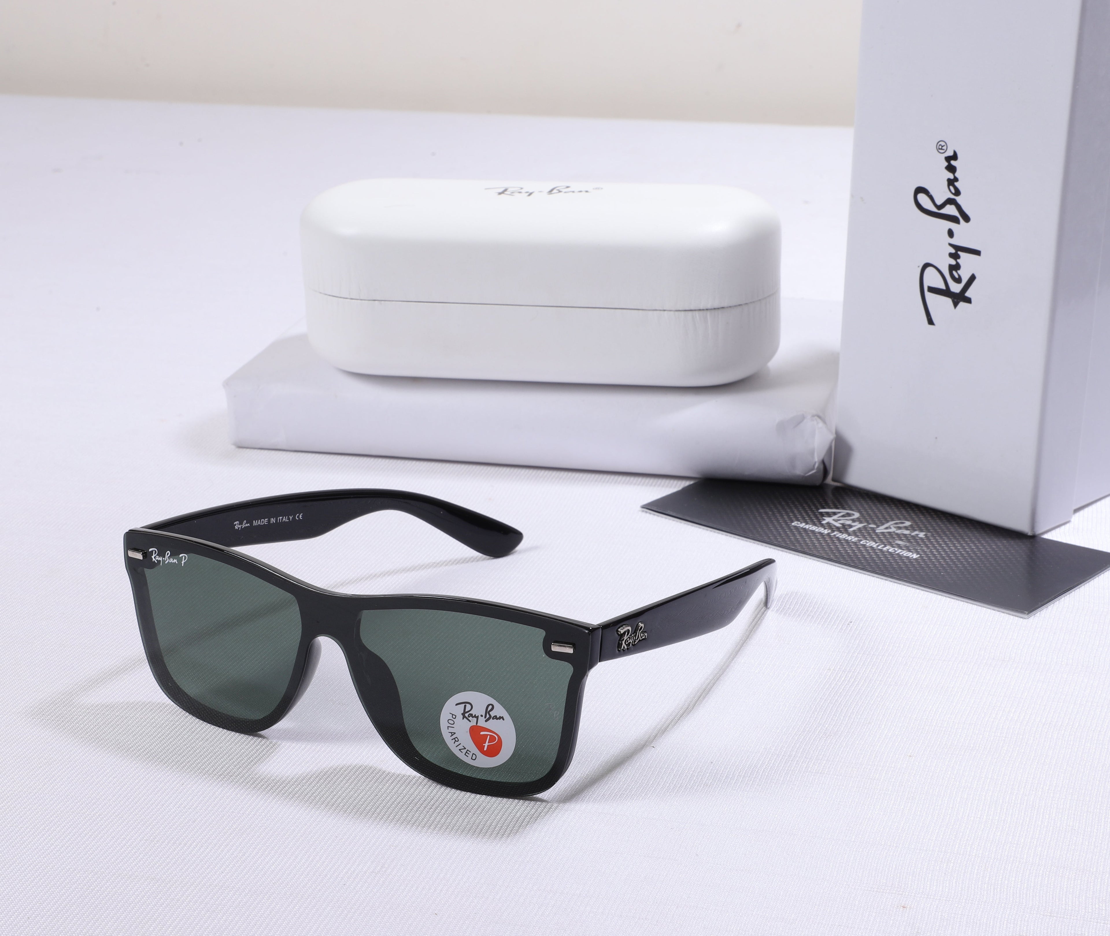 RAY-BAN Enchanted Onyx Bold Frame Sunglasses with Mystic Jade Lenses