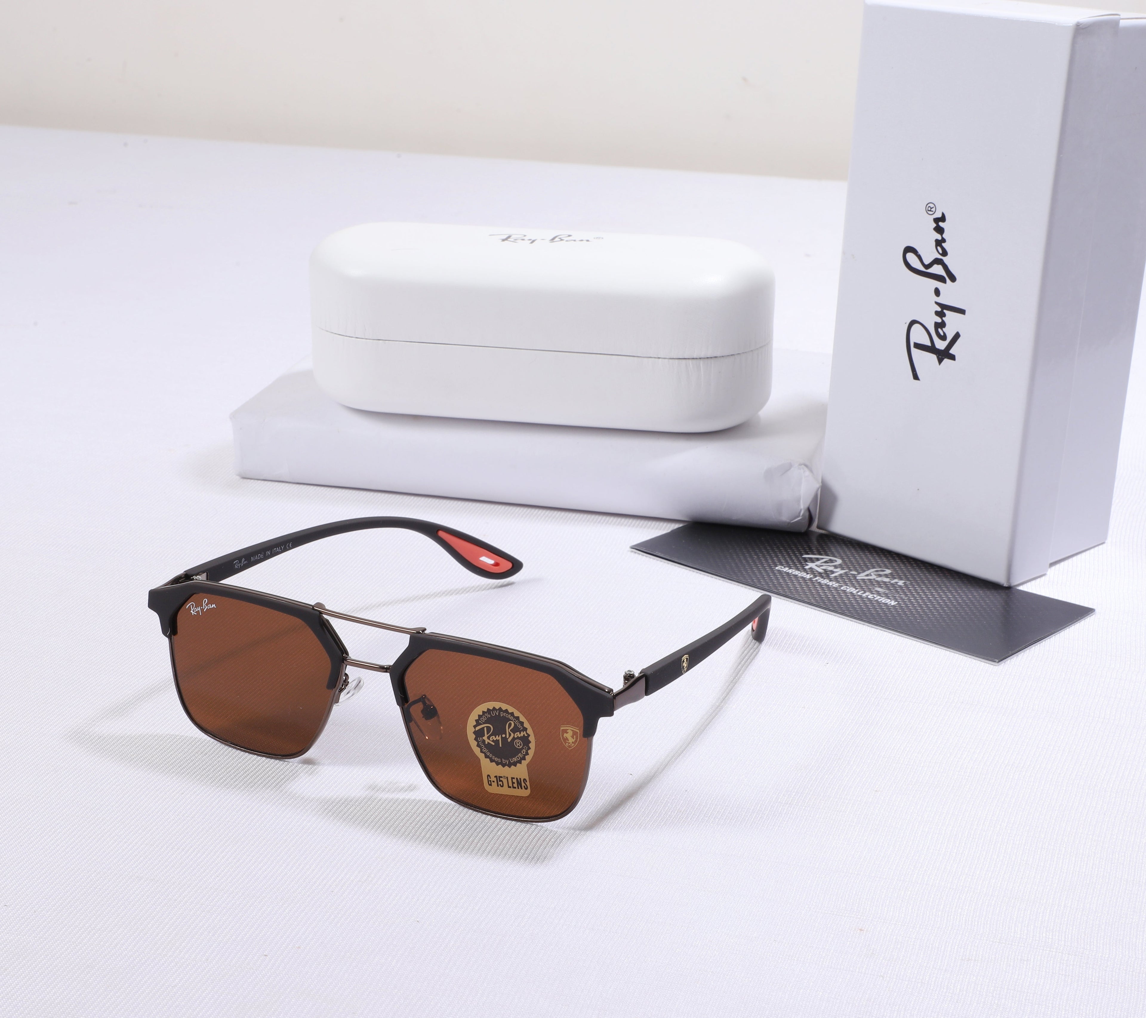 RAY-BAN Luminous Terracotta Modern Hexagonal Sunglasses