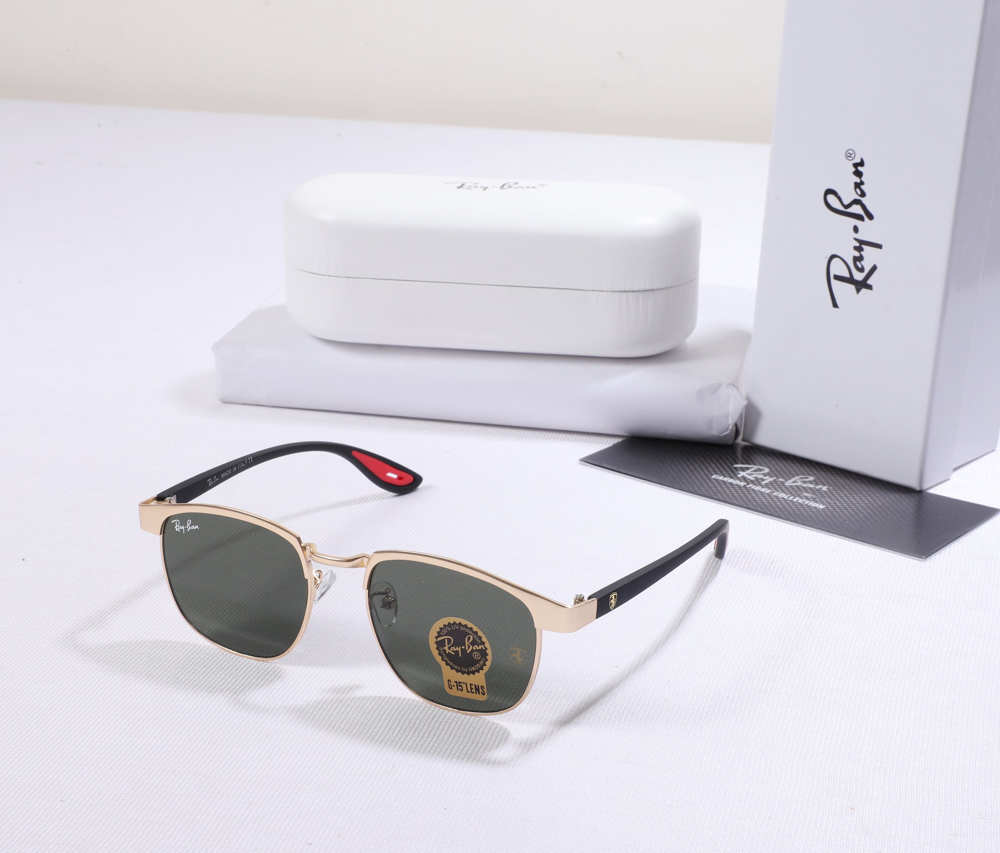 RAY-BAN Glimmering Topaz Vintage-Inspired Sunglasses with Aqua Highlights