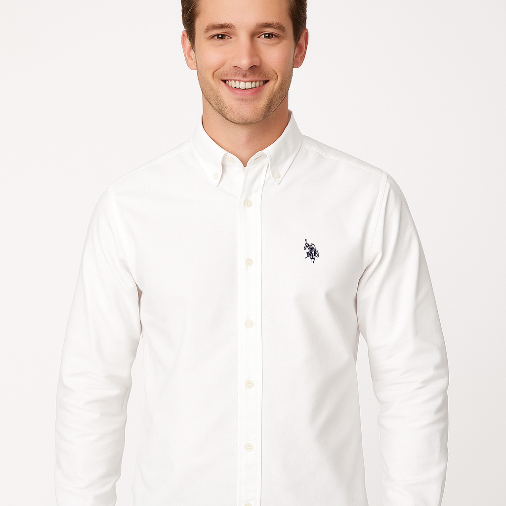 U.S. POLO ASSN. Luminous Ivory Tailored Fit Long Sleeve Button-Down Shirt
