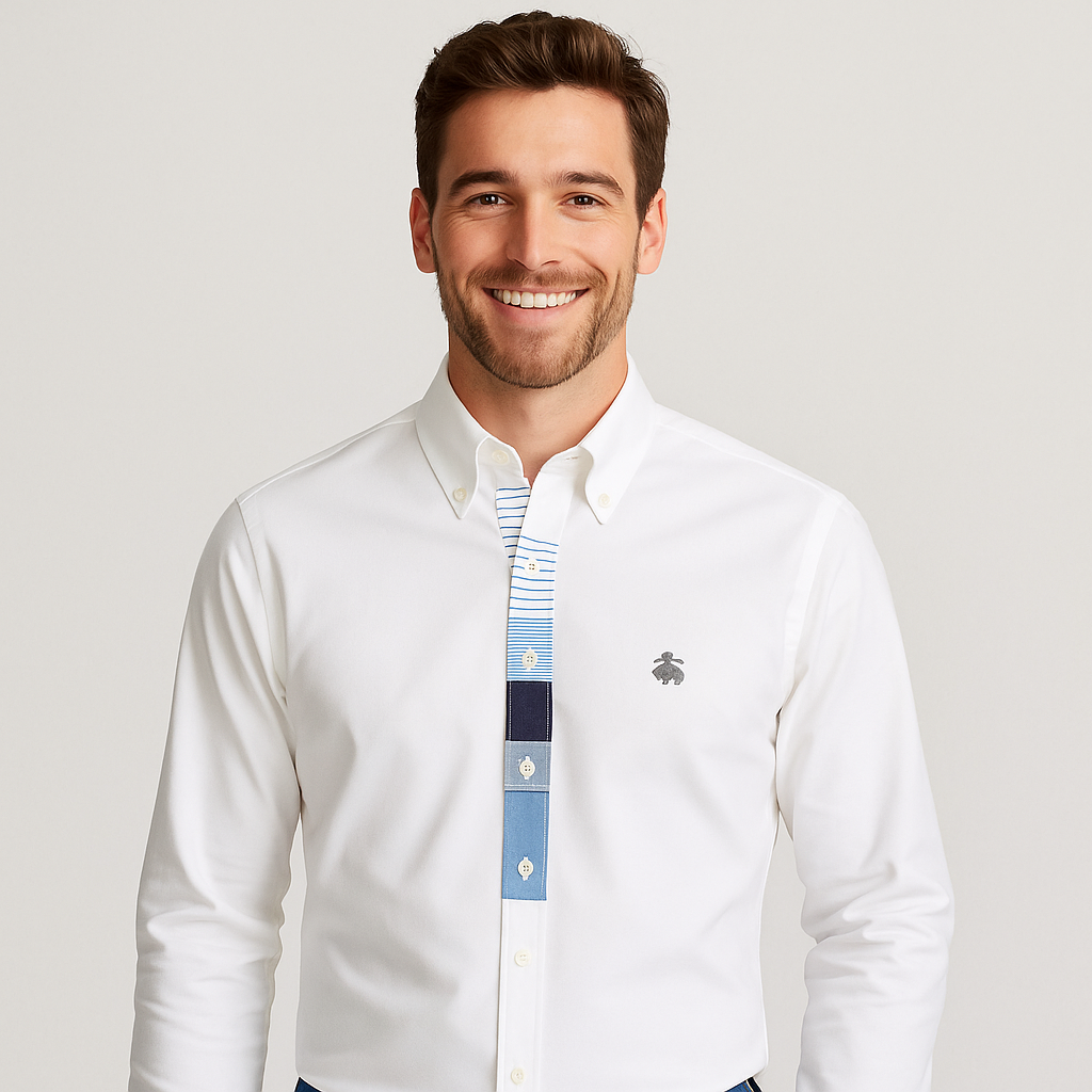 BROOKS BROTHERS Celestial Cream Textured Detail Classic Fit Long Sleeve Shirt