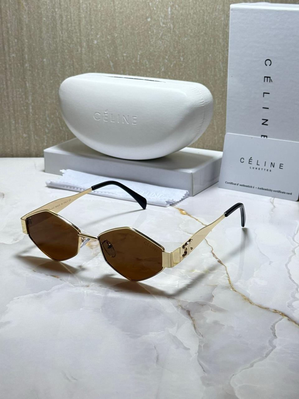 CÉLINE Amber Haze Chic Hexagonal Lens Sunglasses