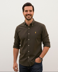POLO RALPH LAUREN Custom Fit Long Sleeve Shirt in Dark Olive