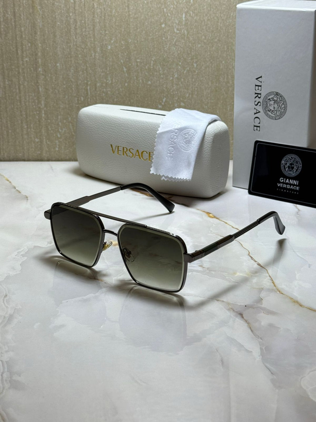 VERSACE Enigmatic Obsidian Luxe Square Sunglasses