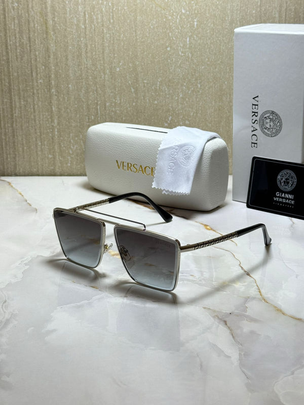 VERSACE Radiant Ruby Bold Square Frame Sunglasses with Ombre Lenses
