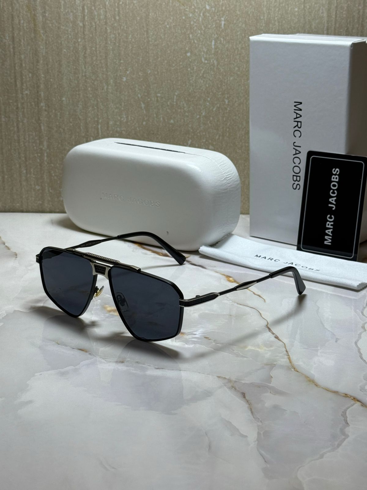 MARC JACOBS Ethereal Obsidian Luxe Square Sunglasses with Ombre Lenses