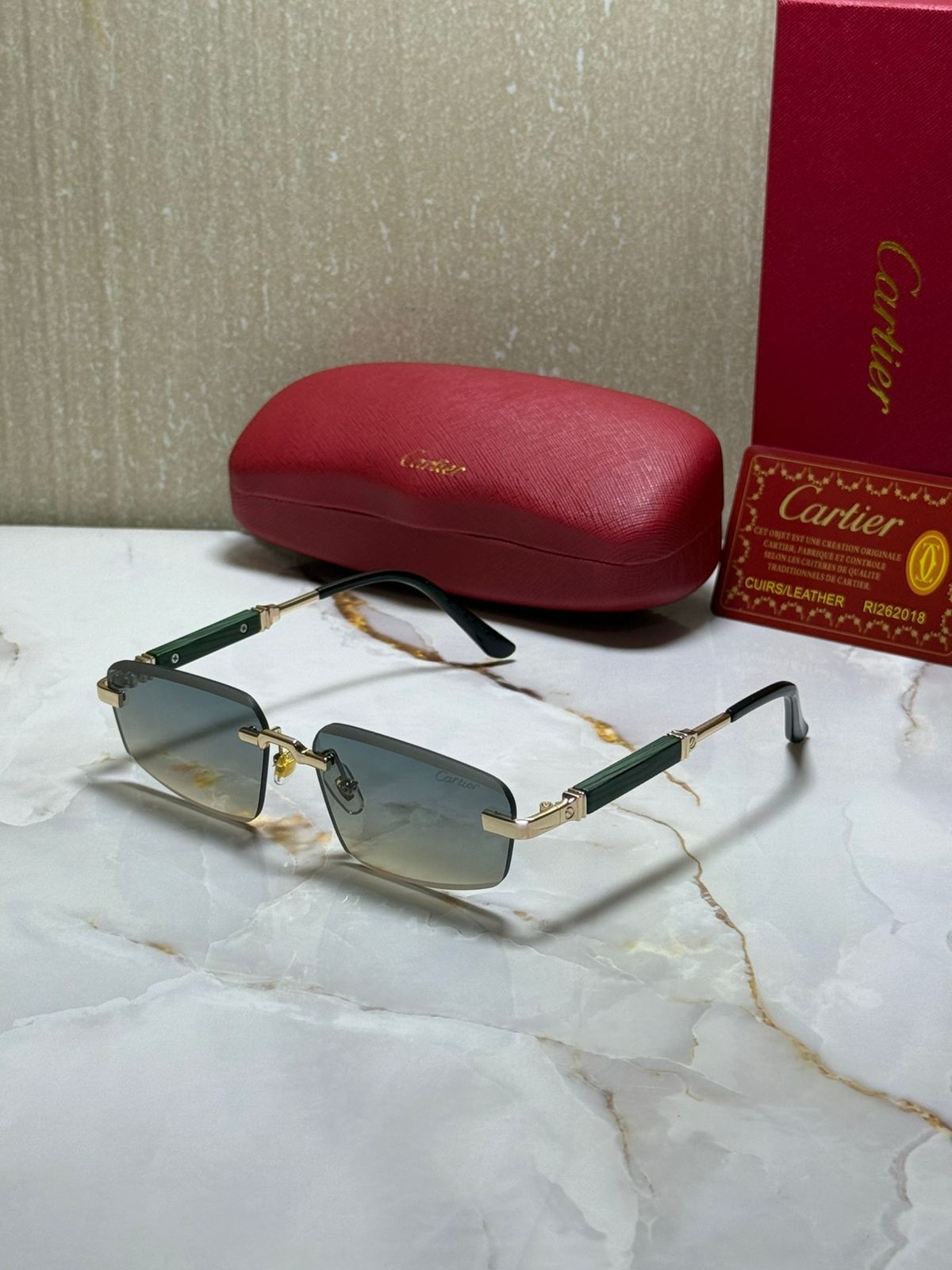 CARTIER Mystic Jade Luxe Square Sunglasses with Ombre Lenses