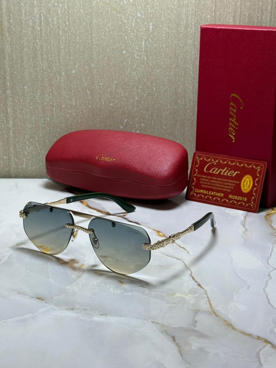 CARTIER Mystic Jet Luxe Ombre Sunglasses with Leather Case
