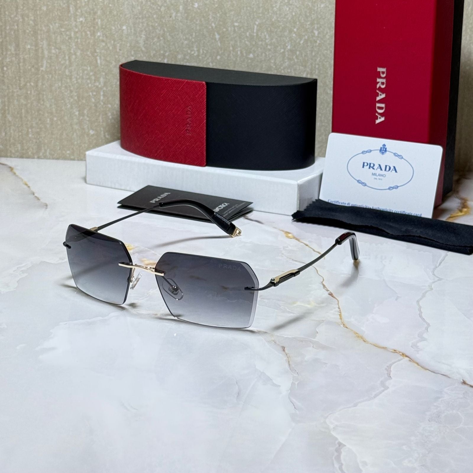 PRADA Celestial Ash Slim Fit Chic Square Sunglasses