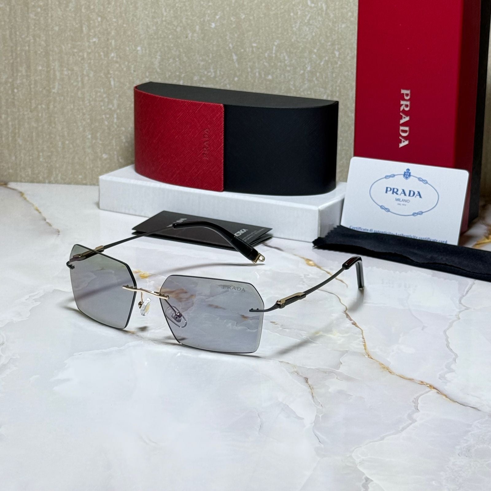 PRADA Celestial Ash Slim Fit Chic Square Sunglasses