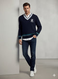 POLO RALPH LAUREN Starlight Teal Luxe Fit Cable-Knit V-Neck Sweater