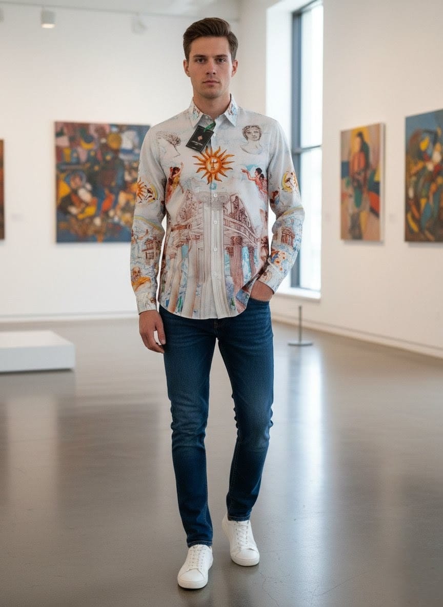 Casablanca  Artistry Renaissance Print Button-Up Shirt