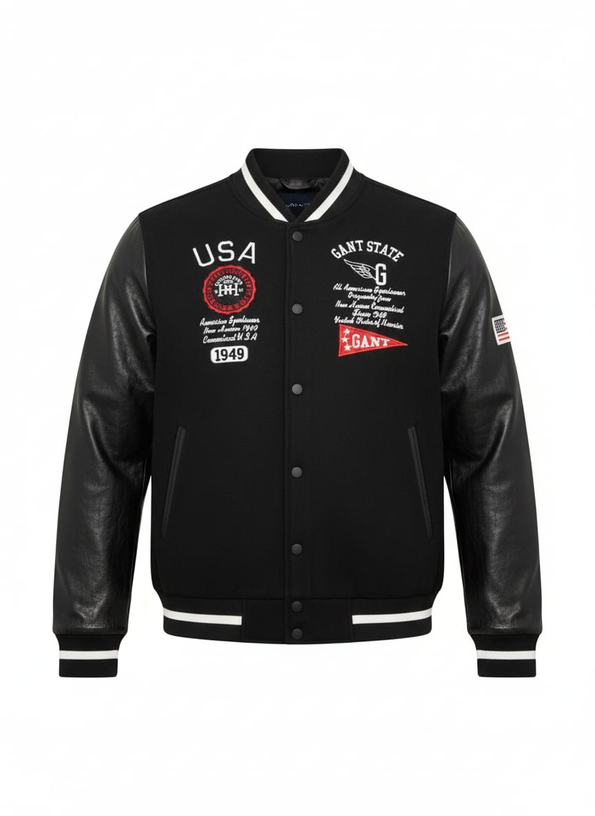GANT Ultra Premium USA Varsity Jacket with Leather Sleeves