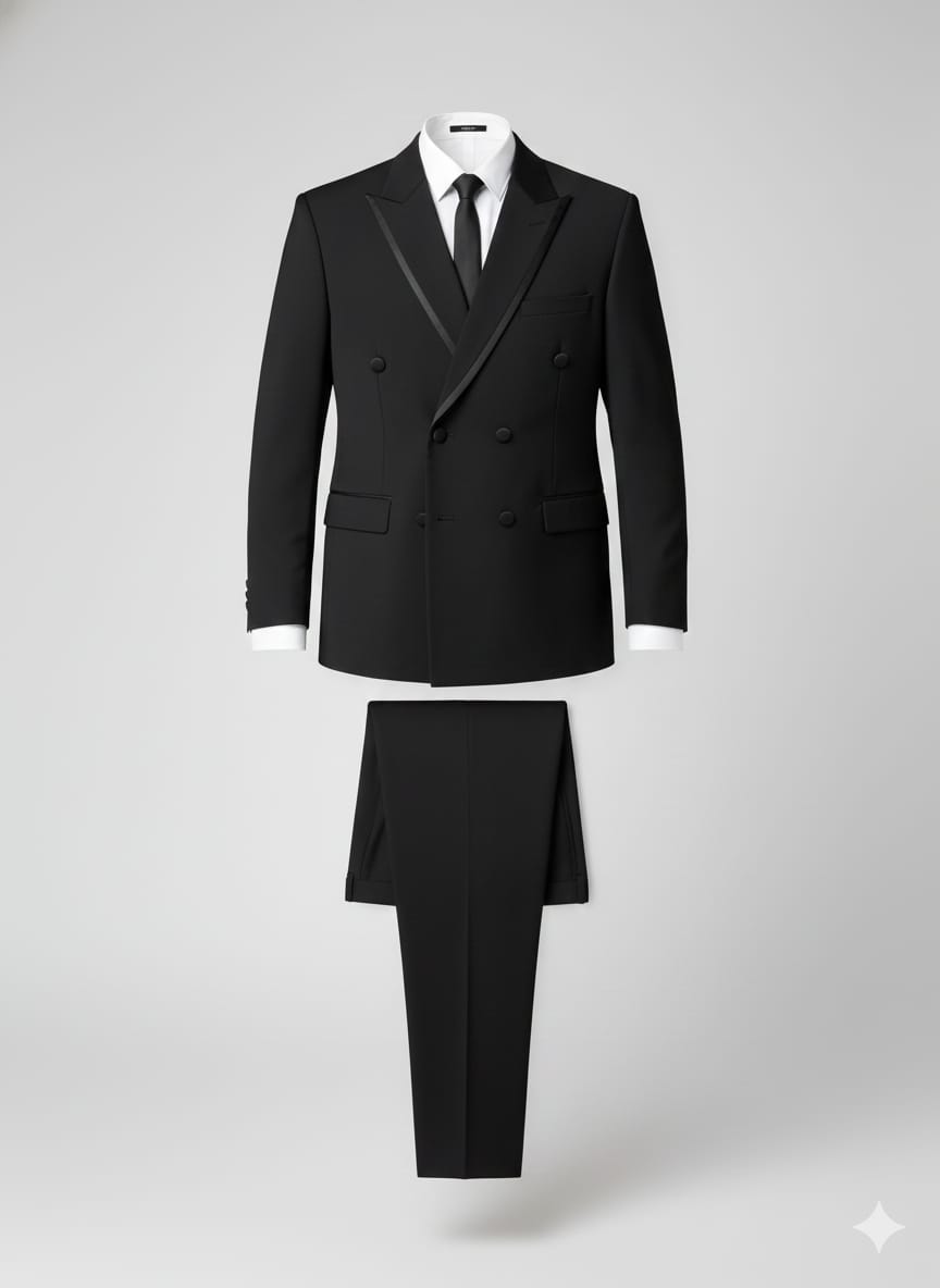 ARMANI Exchange-Breasted Tuxedo Suit in Classic Black (Extremely Premium)