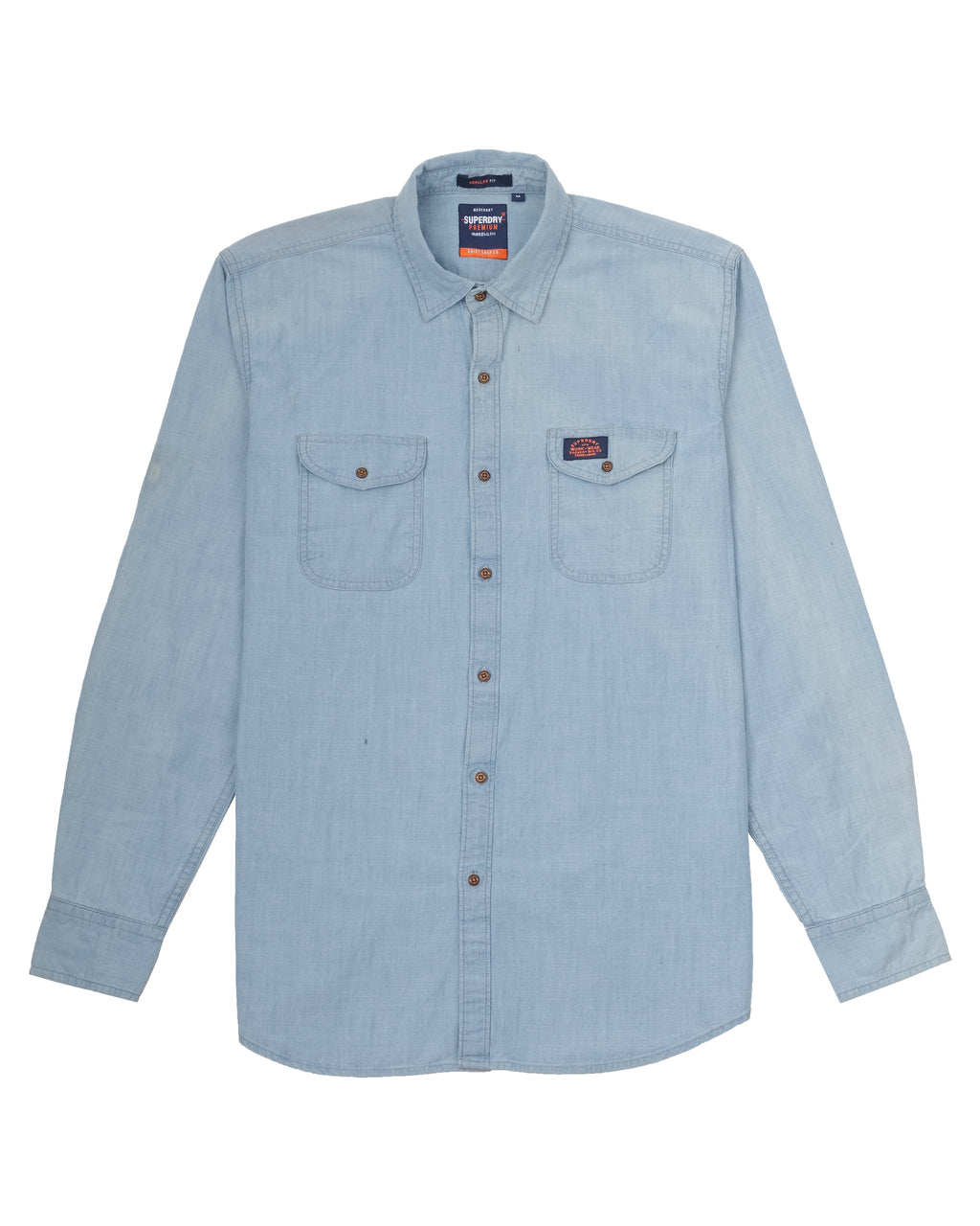 SUPERDRY Celestial Blue Slim Fit Long Sleeve Chambray Shirt