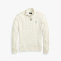 POLO RALPH LAUREN Whisper Cream Luxe Fit Half-Zip Cable Knit Sweater