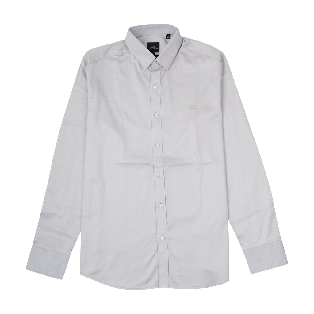 A|X ARMANI EXCHANGE Silver Mist Classic Fit Long Sleeve Cotton Shirt