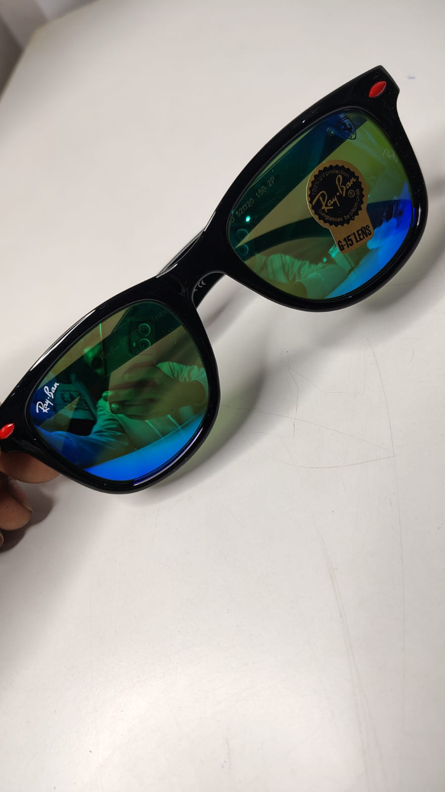 Ray-Ban Classic Wayfarer Sunglasses with Green Mirror Lenses