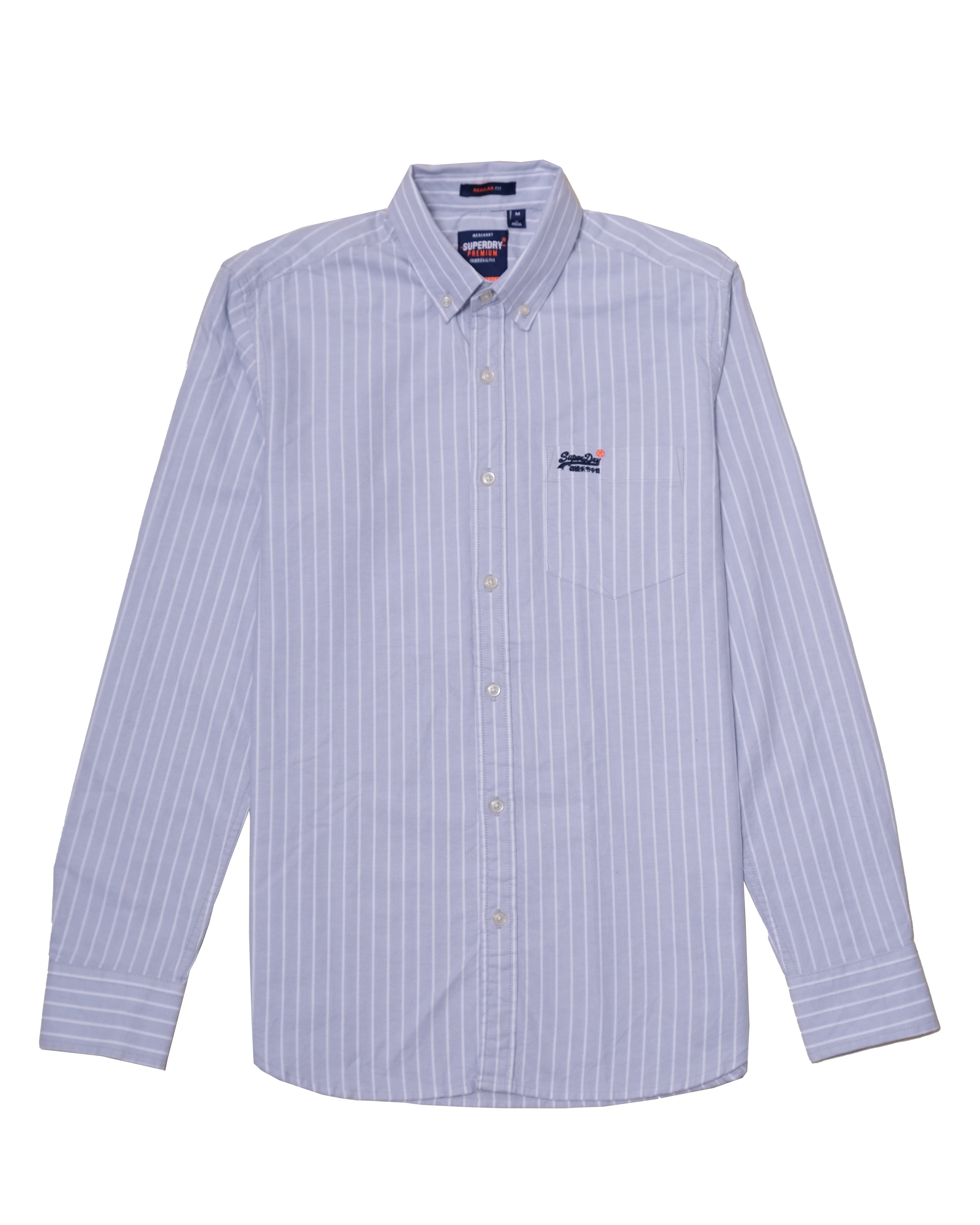 SUPERDRY Silver Mist Classic Fit Long Sleeve Oxford Shirt