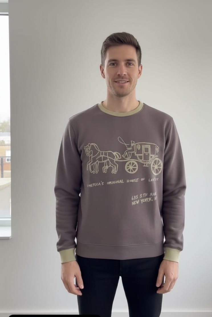 Coach Logo Heavy Quality Sweatshirt In Dark Grey  - Premium Winter Collection