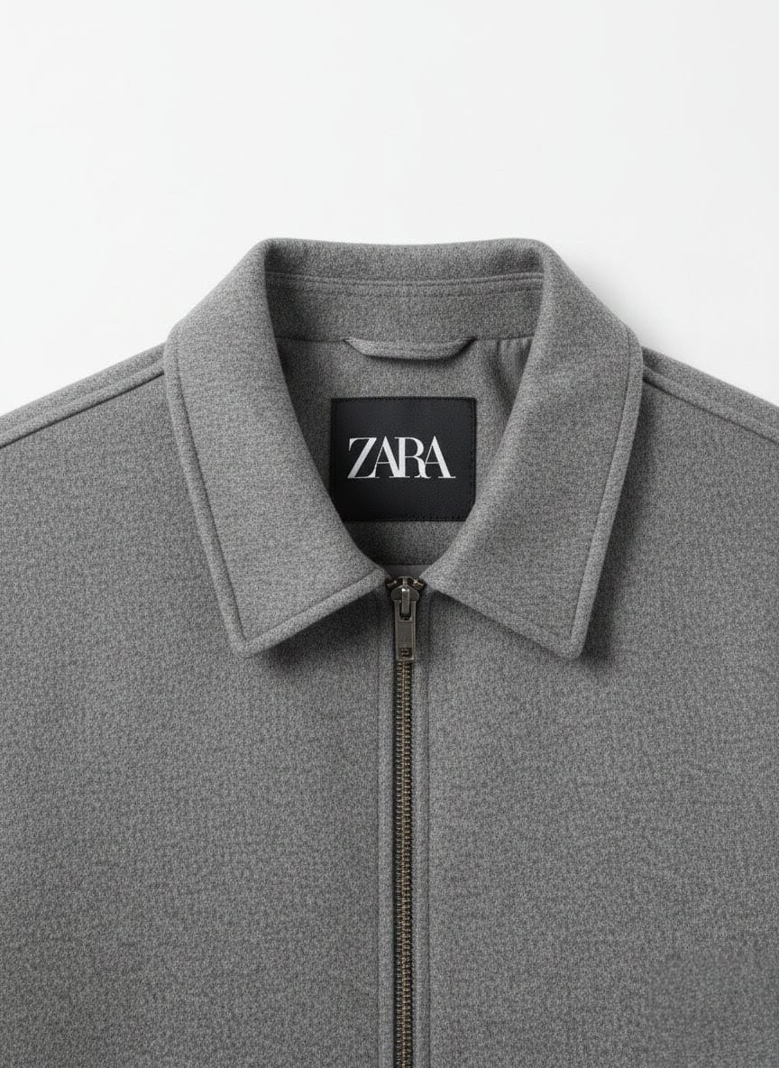 ZARA Textured Dark Grey Zip-Up Jacket