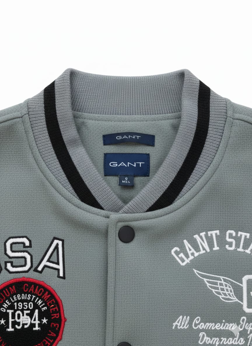GANT Ultra Premium USA State Varsity Jacket with Leather Sleeves