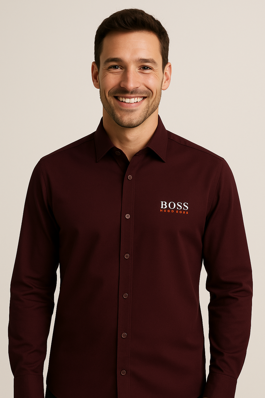 HUGO BOSS Enchanted Garnet Classic Fit Long Sleeve Shirt