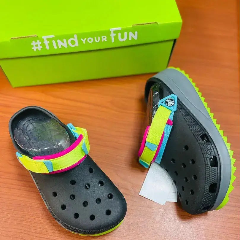 CROCS Luminous Obsidian Adjustable Fit Clogs with Electric Highlights
