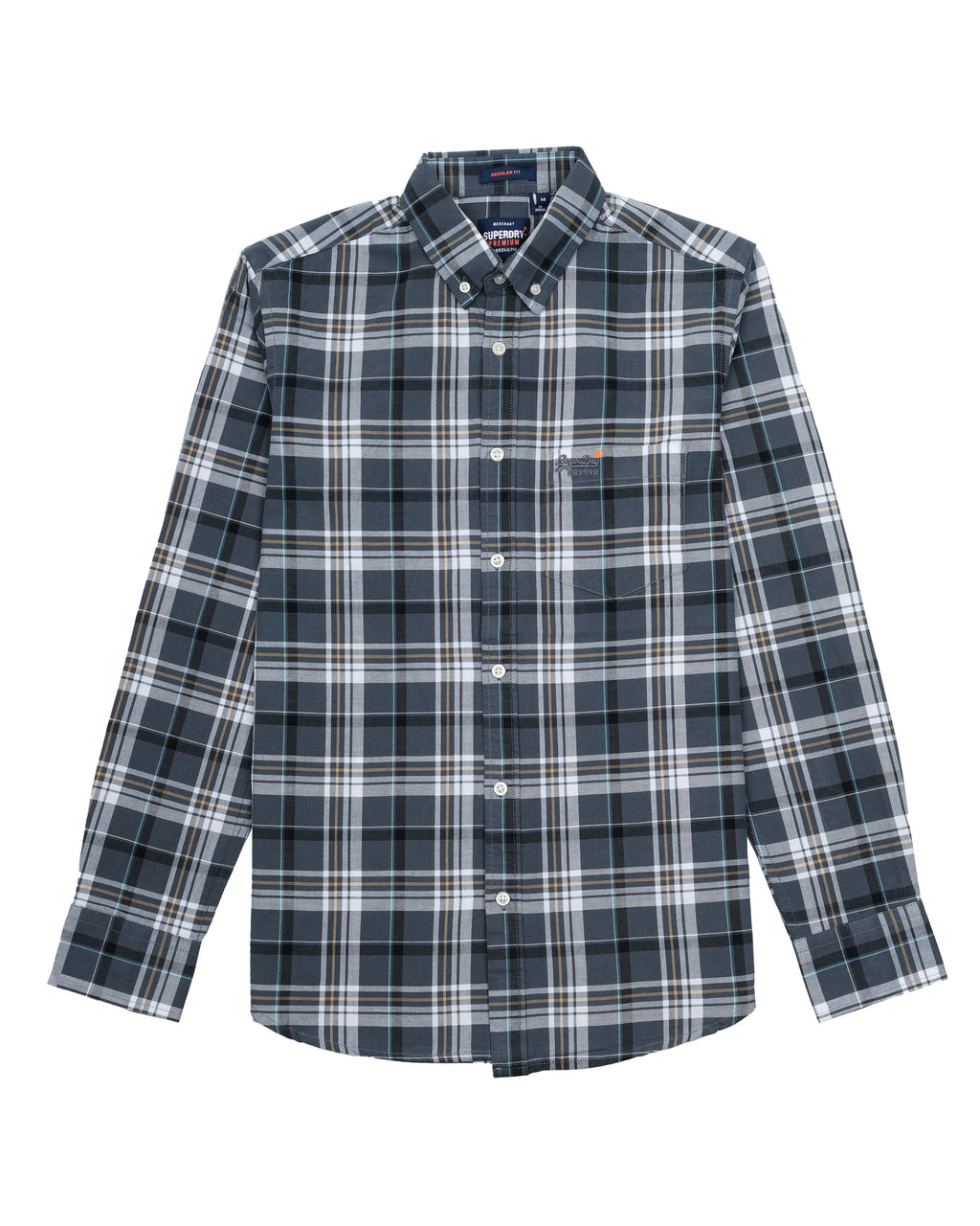 SUPERDRY Midnight Slate Slim Fit Long Sleeve Check Shirt