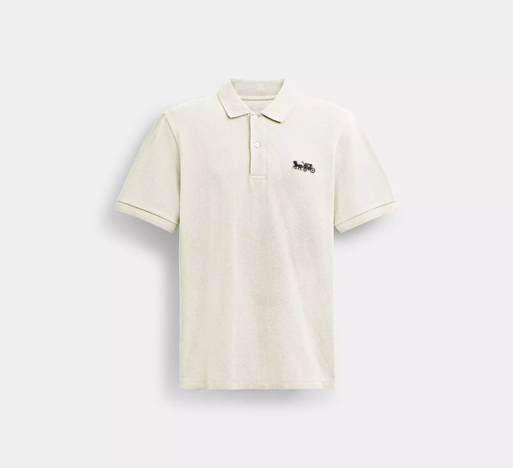 COACH Creamy Almond Classic Fit Short Sleeve Polo Shirt